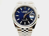 Rolex 12600 Datejust 36mm Bright Blue Fluted Motif Dial Stainless Steel Jubilee Band Watch Dosrxzde 144020010573