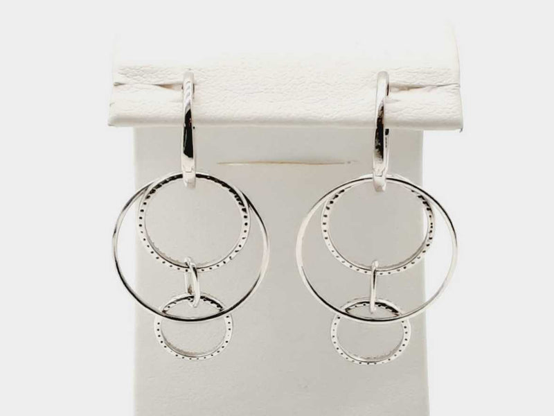 14K White Gold 0.50 CTW Diamond Layered Circles Clasp Hoop Earrings (OSE) 144020000246 DO/DE