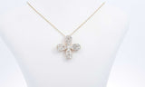 18k Yellow Gold Diamond Floral Pendant With 15 Inch Chain Ebsoxdu 144020005581