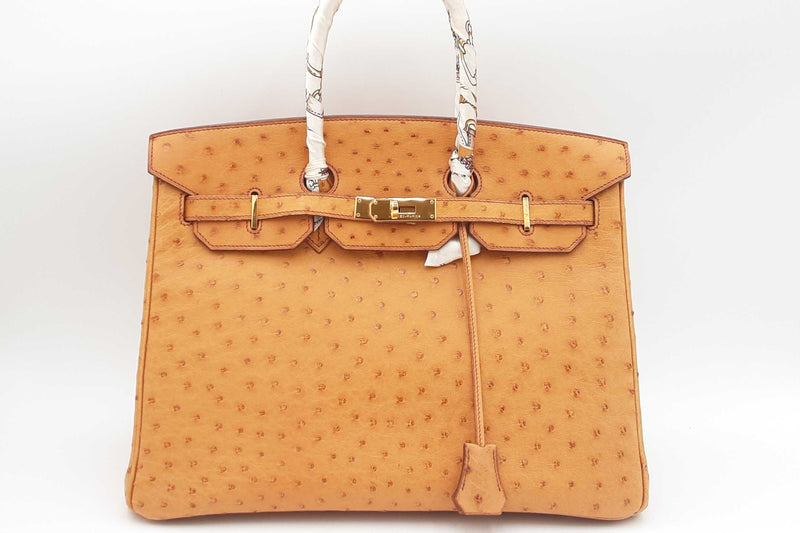 Hermes Birkin 35CM Gold Ostritch Handbag  (OZXZX) 144010020901 KS/DU