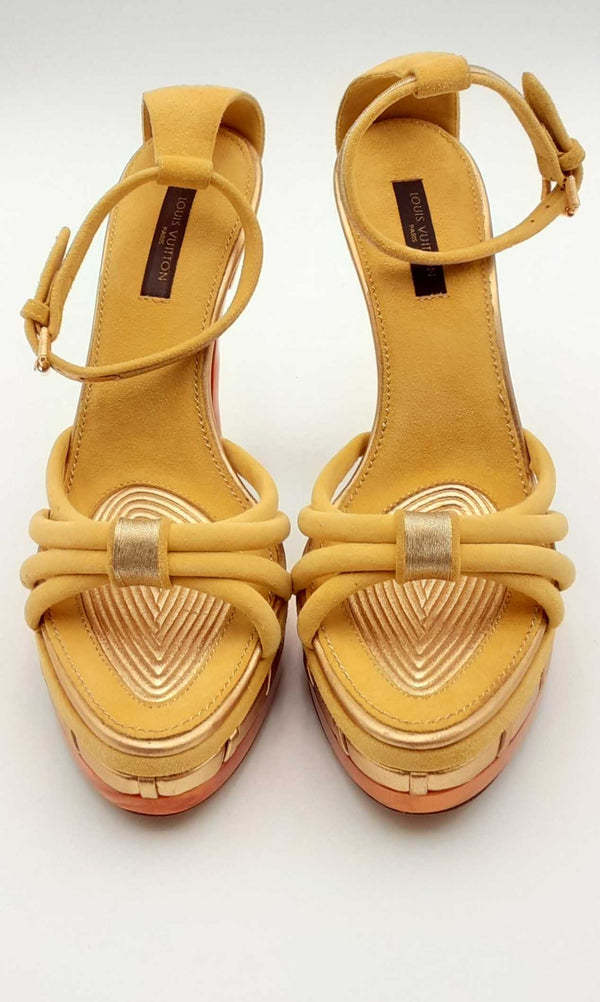 Louis Vuitton Cleo Pompeii Suede Tortoise High Heels Size 36 Eblrxsa144010029273