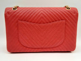 Chanel Red Chevron Quilted Chevre Leather Double Flap Shoulder Bag Doprxzde 144020010772
