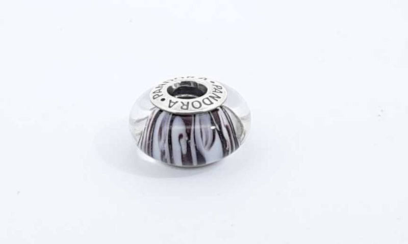 Pandora Sterling Silver Murano Glass Purple Zebra Bead Charm Ebrdu 144030007562