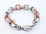 14k White Rose Gold Diamond Rolo Link Chain Bracelet 7.5in Doeexzde 144020000673