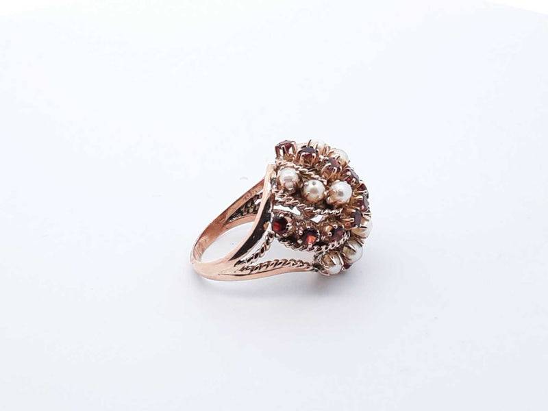 14K Yellow Gold Vintage Pearl & Garnet Ring 7.8 Grams Size 5.5 (OOR) 144020006395 LH/DE