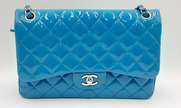Chanel Blue Patent Leather Double Flap Shoulder Bag Ebolxzdu 144030003892