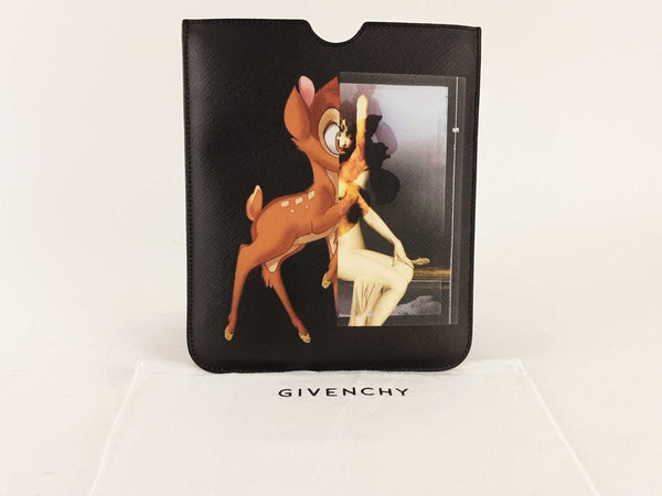 Givenchy Black Leather Rave Bambi Print Tablet Case Msersa 144010000552