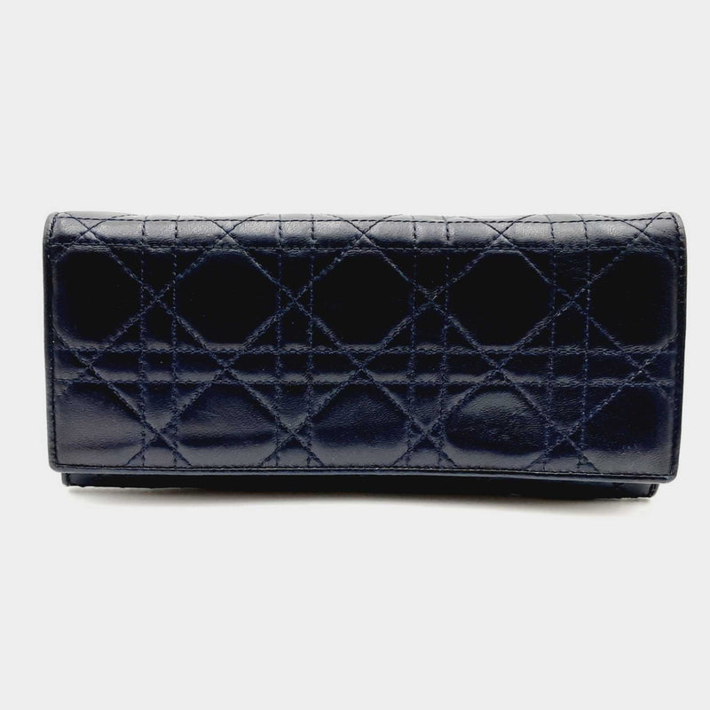 Christian Dior Long Navy Blue Lambskin Flap Wallet (CR) 144010020494 CB/SA