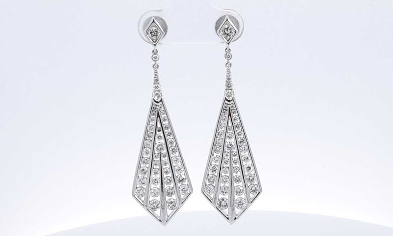 18k White Gold Diamond Geometric Dangle Earrings Ebocxzdu 144020005543