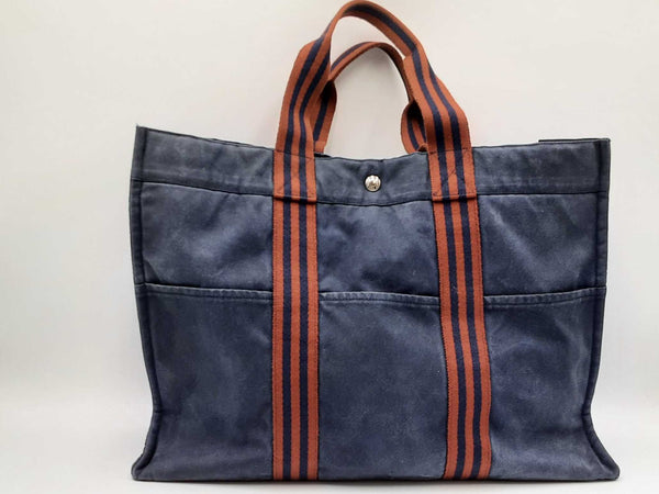 Hermes Fourre Tout Holdall GM Navy Blue Canvas Tote Bag MSIZXDU 144010001357