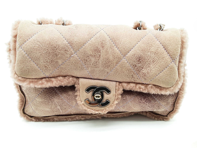 Chanel Shearling Quilted Single Flap Suede Shoulder Bag Dooxzxde 