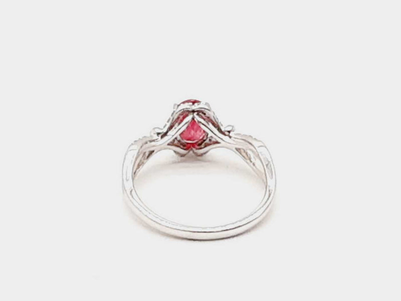14K White Gold 1.00 Carat Ruby-Colored Stone 0.14 CTW Diamonds 2.5G Solitare Ring Size 7 (OEX) 144020000101 DO/DE