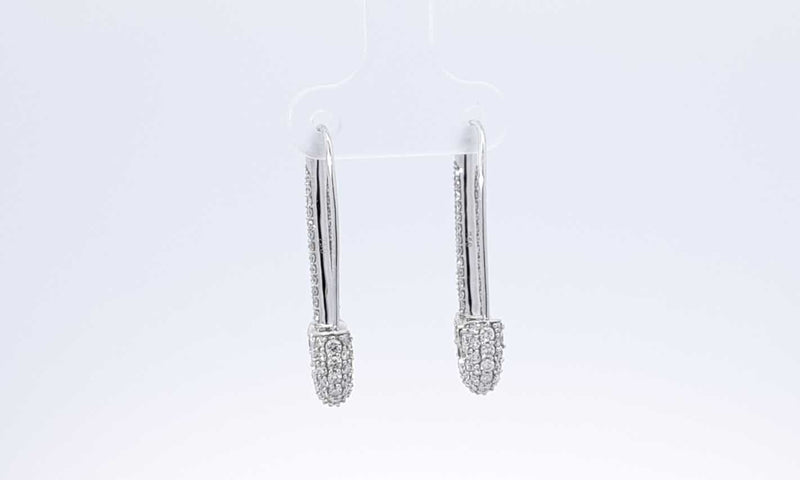 18k White Gold Diamond Safety Pin Earrings Ebolxzdu 144020000669