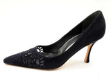 Manolo Blahnik Laser Cut Navy Blue Suede Heels Size Us 9.5 Dolrxde 144020002672