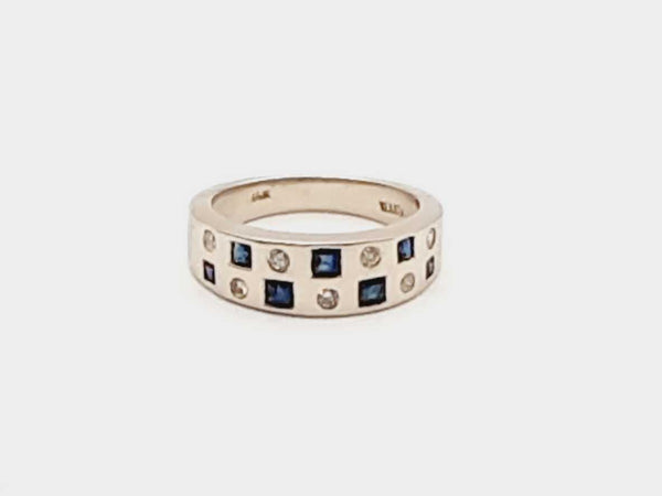 14K White Gold 0.21 CTW Diamonds 0.31 CTW Sapphire-Colored Stones 5.67G Ring Size 6.5 (OXZ) 144010023727 DO/DE