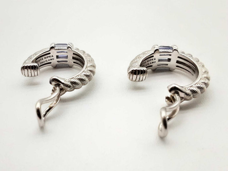 Judith Ripka 0.925 Sterling Silver 10.3g Tanzanite Cuff Clasp Earrings Doixde 144020012739