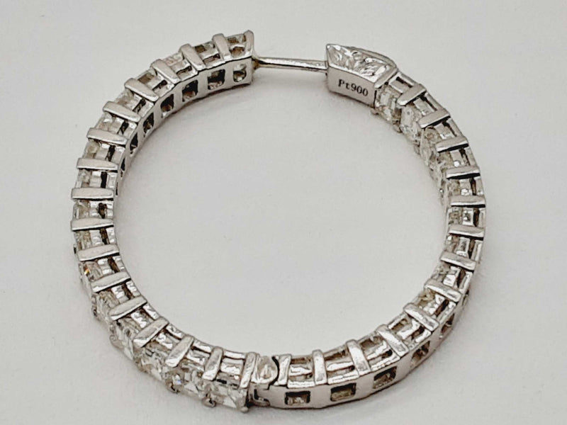 Platinum 10.94 CTW Emerald Cut Diamonds Clasp Hoop Earrings (LOXZX) 144020000622 DO/DE