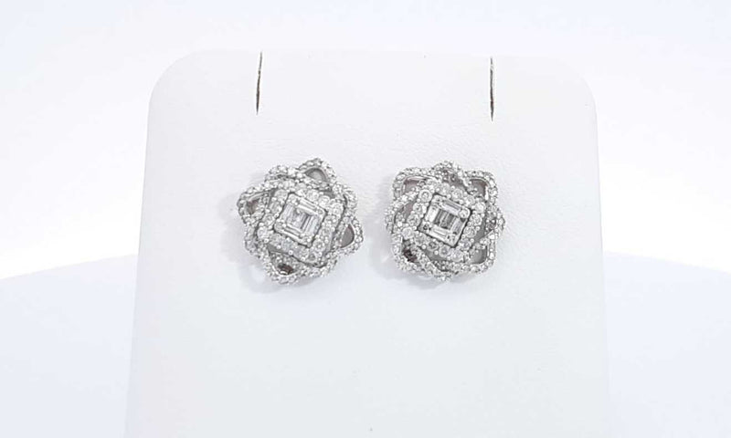 18k White Gold Diamond Cluster Stud Earrings 2.7 Grams Ebwxzdu 144030000423