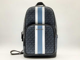 Michael Kors Medium Blue Cooper Logo Stripe Commuter Sling Backpack (RX) 144020007664 LH/DE