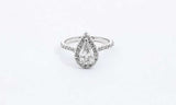 14k White Gold Pear Shape Halo Diamond Engagement Ring Size 6.5 144030000483