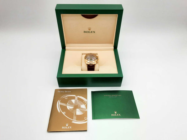 Rolex 116518 40mm Daytona Cosmograph 18k Yellow Gold Black Tahitian Mother Of Pearl Dial Brown Alligator Leather Band Watch Dooixzxde 144020009706
