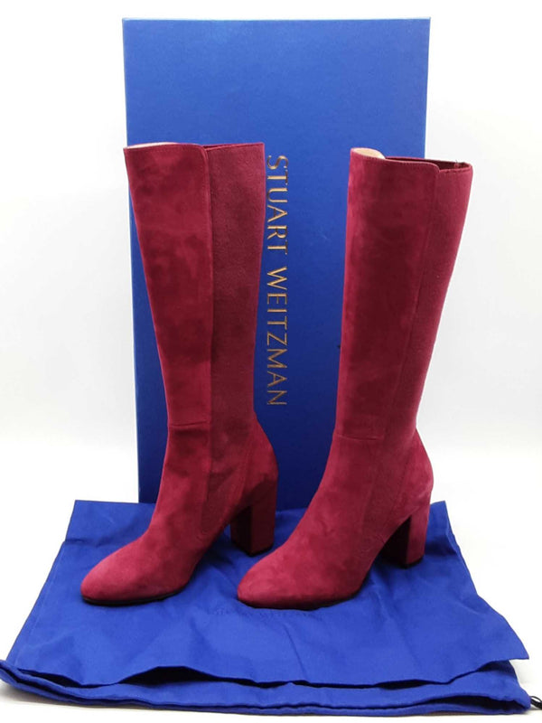Stuart Weizman Livia 80 Cranberry Red Suede Boots Size 5 Dolxzde 144020004351