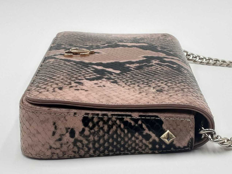 Jimmy Choo Small Stone Pink Snake Printed Wallet On Chain (OCR) 144010022196 RP/SA