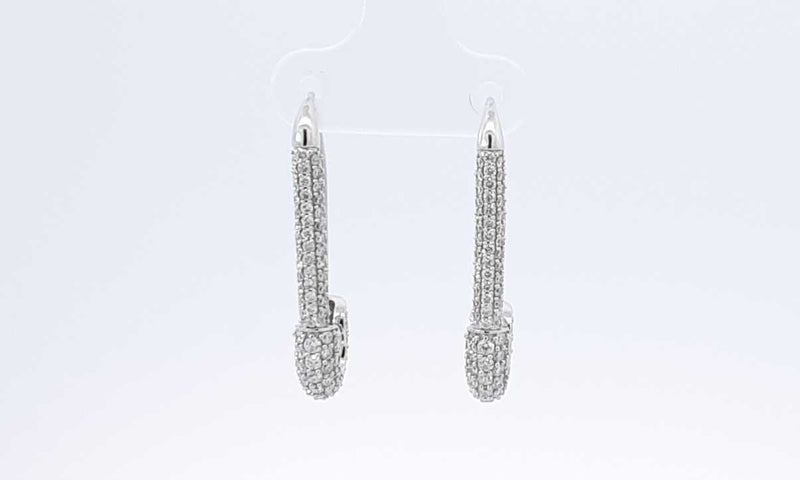 18k White Gold Diamond Safety Pin Earrings Ebolxzdu 144020000669