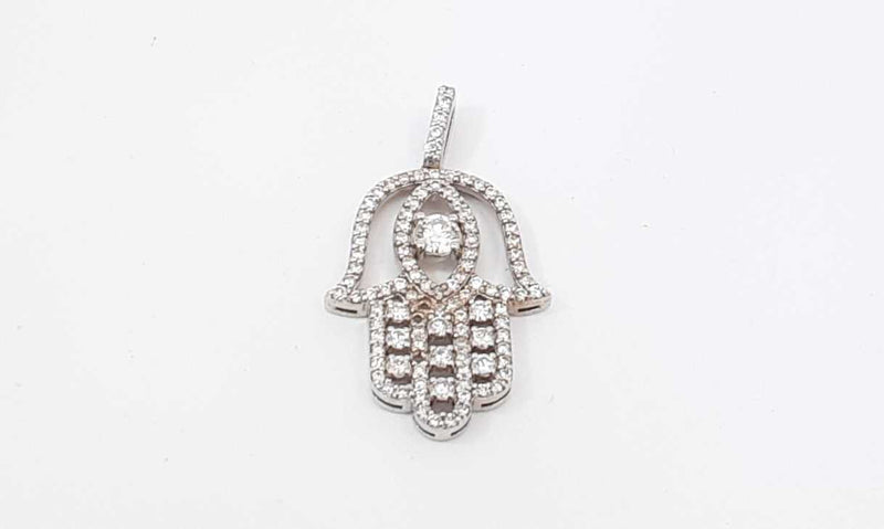 14k White Gold Diamond Hamsa Pendant 4.2 Grams Ebsrxdu 144010018273