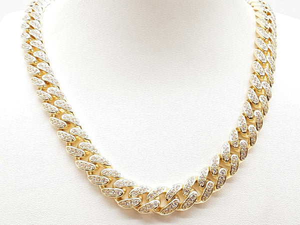 Gold Plated Silver 113.3g Cz Cuban Link Chain 22 Inch Lhwxzde 144020008226