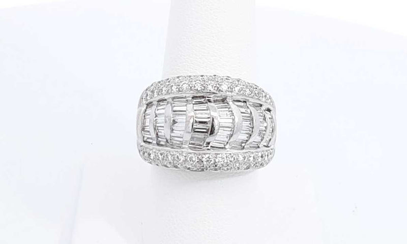 18k White Gold Diamond Ring Size 7.5, 18.6 Grams Ebsxzdu 144030003604