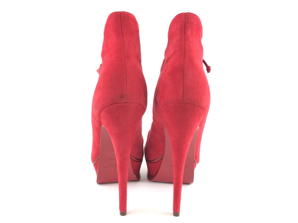 Yves Saint Laurent Red Calfskin Lace-up Sandals Sz 38 Mslrxsa 144010000508