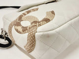 Chanel Vintage White Calfskin Python Quilted Cambon Camera Case Shoulder Bag (ORX) 144010005582 DO