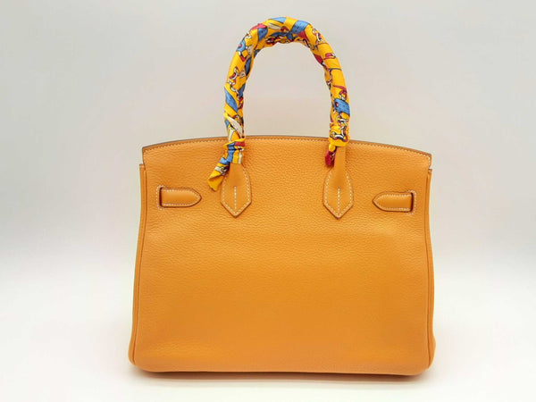 Hermes Birkin 30CM Clemence Jacques Amber Orange Palladium Hardware Handbag DOLWXZXDE 144020008559