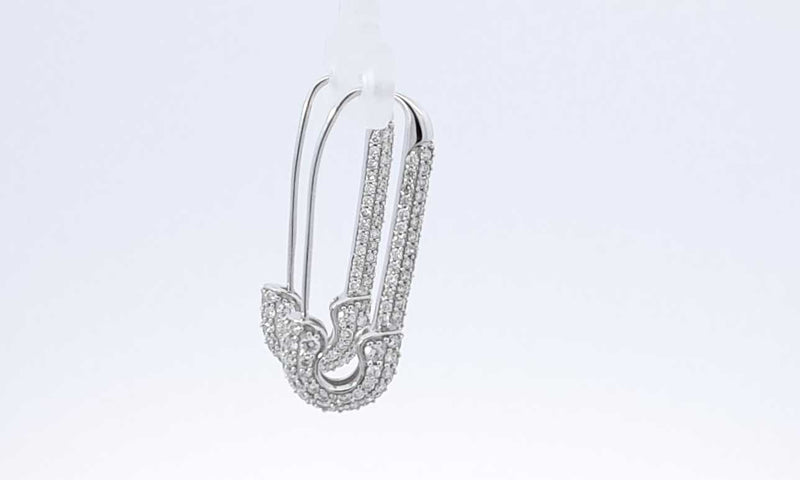 18k White Gold Diamond Safety Pin Earrings Ebolxzdu 144020000669