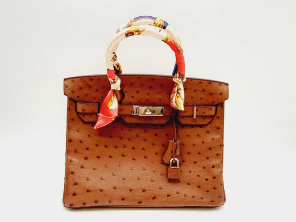 Hermes Birkin 30 Brown Ostrich Leather Palladium Handbag Doowrxzde 144020005195