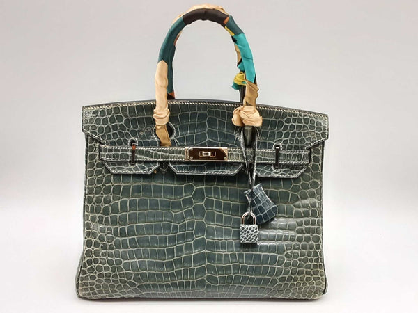 Hermes Birkin 30 Green Croc Leather Palladium Handbag Dooxzxzde 144010019091