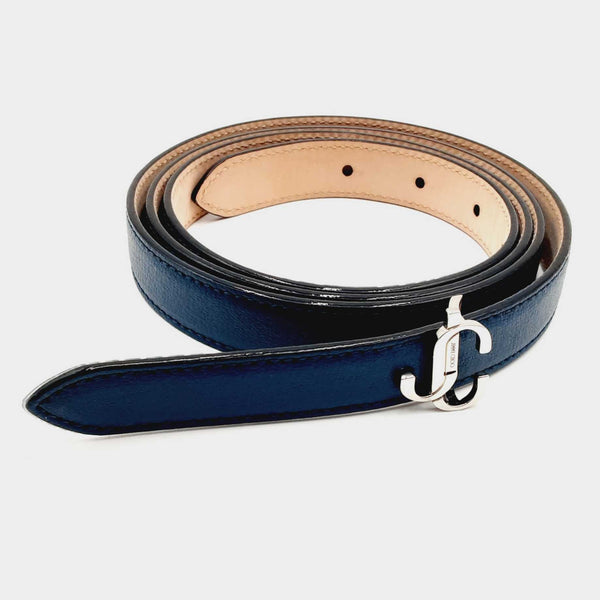 Jimmy Choo 110 Blue Canvas Leather Reversible Belt CBLXZSA 144010024948
