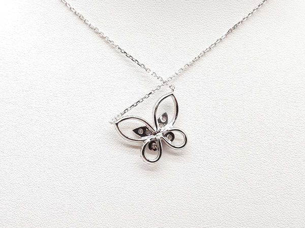 18K White Gold Diamond Butterfly Necklace 3.8G .46 CTW LHIXZDE 144020005571