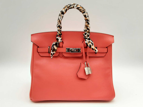 Hermes Birkin 25cm Red Leather Palladium Hardware Handbag Dolixzxde 144010001520