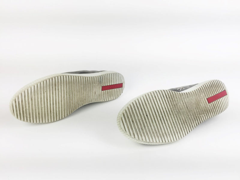 Prada Grey Suede Low Top Sneakers, Size 5.5 (LWZ) 144010002615