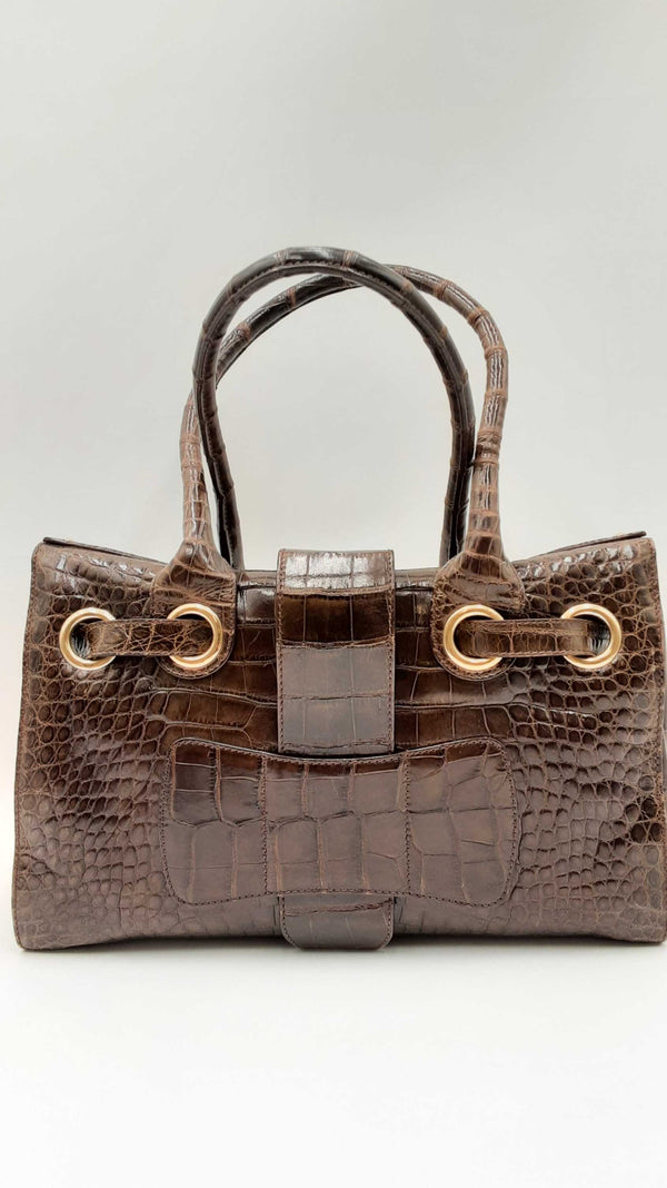Jimmy Choo Rosalie Brown Crocodile Leather Handbag Ebrzxdu 144030002013
