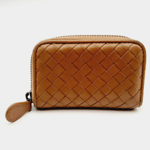Bottega Veneta Woven Zip Around Mini Leather Wallet CBLORSA 144010023522