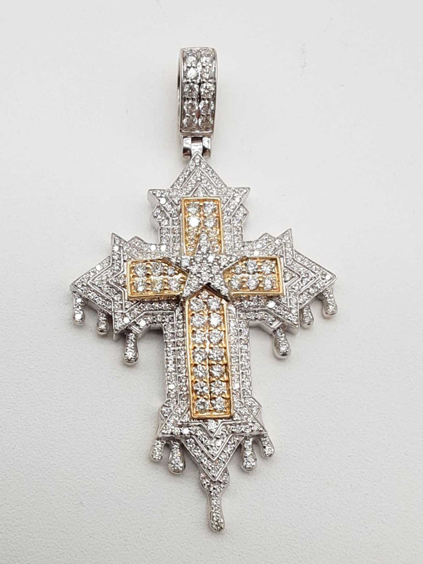 10k White Gold 14.9g Diamond Drip Cross Pendant Dolxzxde 144020012941