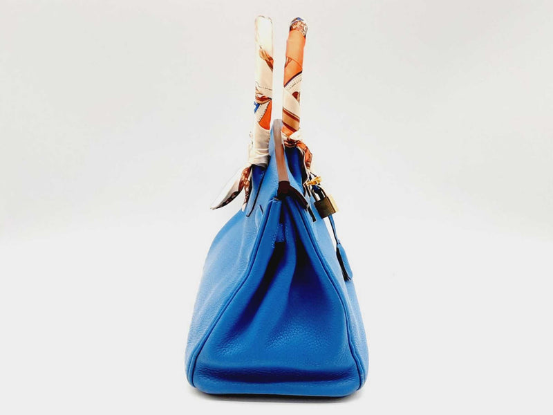 Hermes Birkin 30cm 35cm Bag In Navy Blue Clemence Leather 