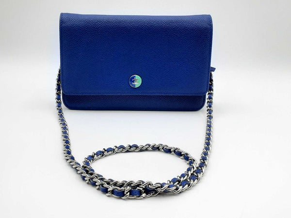 Chanel Blue Caviar Leather Chain Wallet Handbag MSLRXXDU