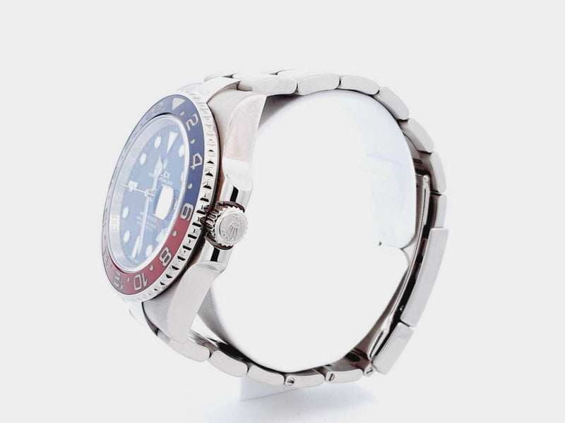 Rolex 40MM Oyster Perpetual GMT-Master II 18K White Gold Blue Face Red/Blue Dial Pepsi-Cola Watch (WRXZX) 144010016847 DO/DE
