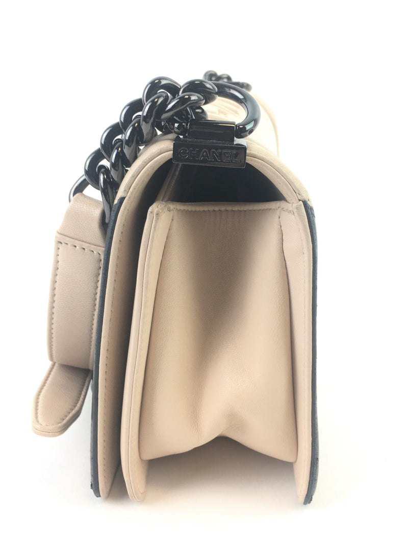 Chanel Medium Tan And Black Boy Bag (LZXX) 144010006214 RP/SA