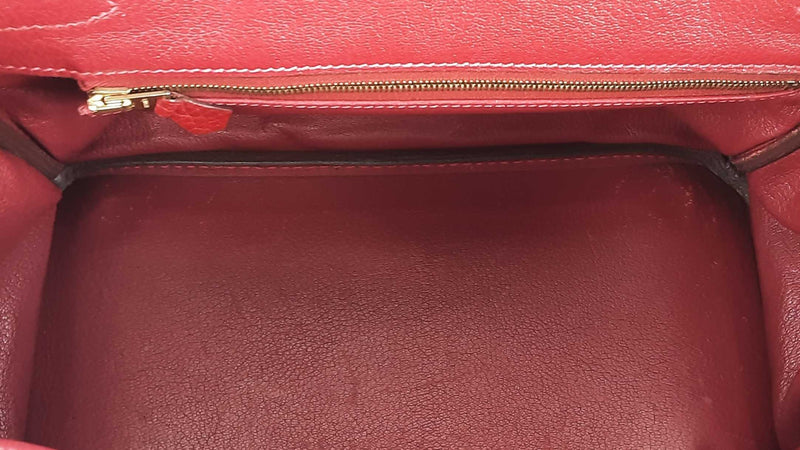 Hermes Birkin 30cm Bag Box Calfskin Leather Gold Hardware, Rouge H