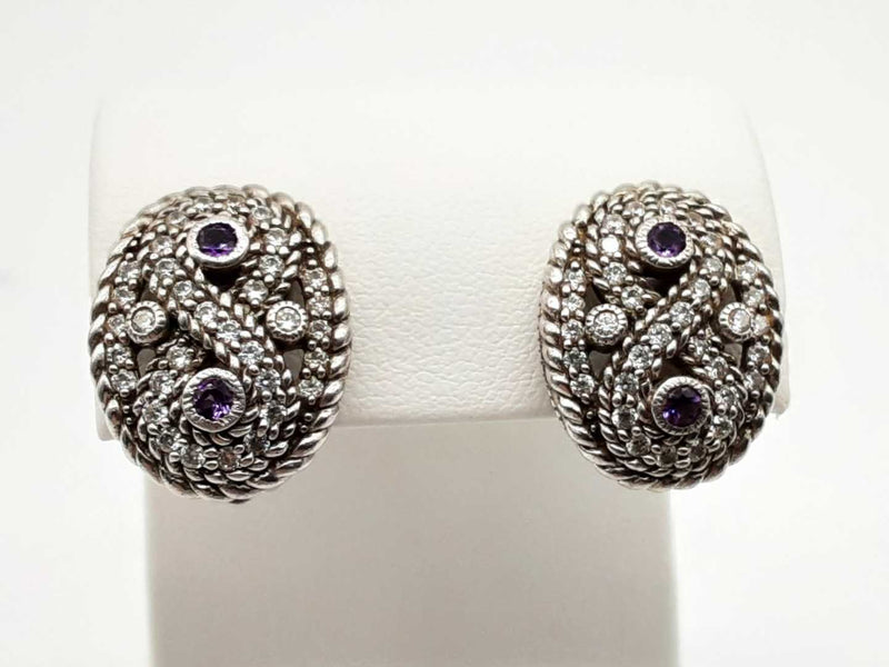 Judith Ritka Sterling Silver Amethyst Clasp Stud Earrings Doixde 144020012783